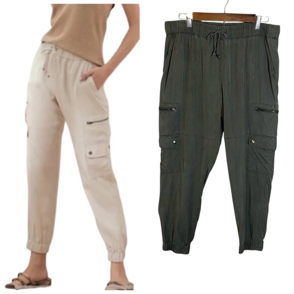 Banana Republic Green Cargo Jogger Pants Women Size L Streetwear Utility - Picture 1 of 8